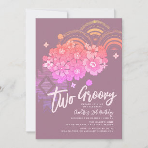 Twee Groovy Boho Floral Retro 2e verjaardag Kaart