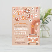 Twee Groovy Boho Retro 2e verjaardag Uitnodigingen (Staand voorkant)