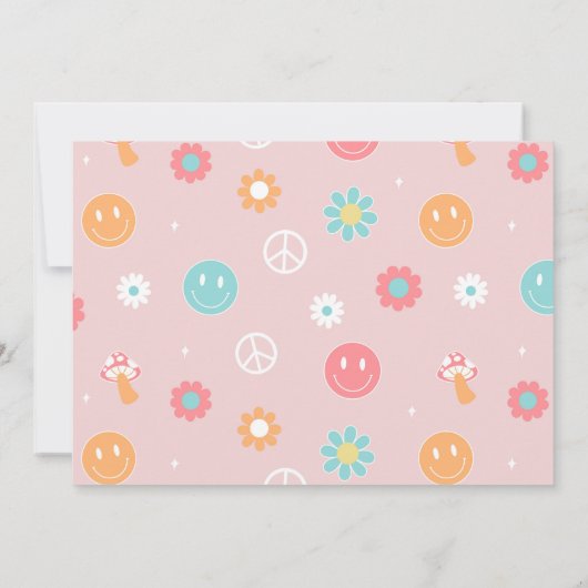 Twee Groovy Boho Retro 2e verjaardag Uitnodigingen (Achterkant)