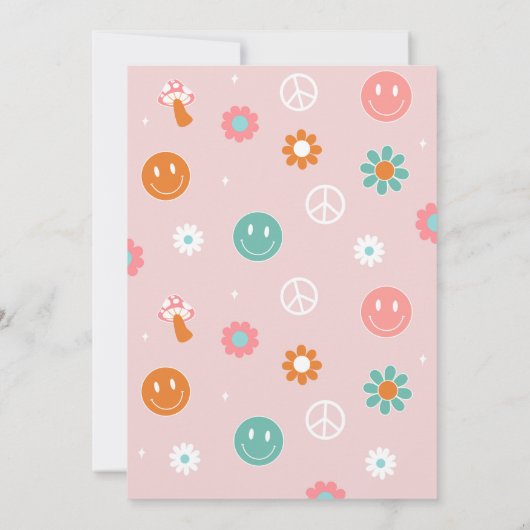 Twee Groovy Boho Retro 2e verjaardag Uitnodigingen (Achterkant)