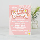 Twee Groovy Boho Retro Daisy 2de verjaardag Kaart (Staand voorkant)