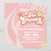 Twee Groovy Boho Retro Daisy 2de verjaardag Kaart (Voorkant / Achterkant)