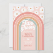 Twee Groovy Boho Retro Daisy 2de verjaardag Kaart (Voorkant)