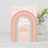 Twee Groovy Boho Retro Daisy 2de verjaardag Kaart (Staand voorkant)