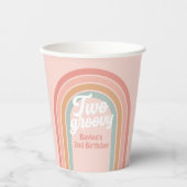 Twee Groovy Boho Retro Daisy 2de verjaardag Papieren Bekers (Voorkant)