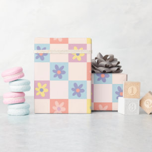 Twee Groovy Boho Retro geruit patroon Cadeaupapier