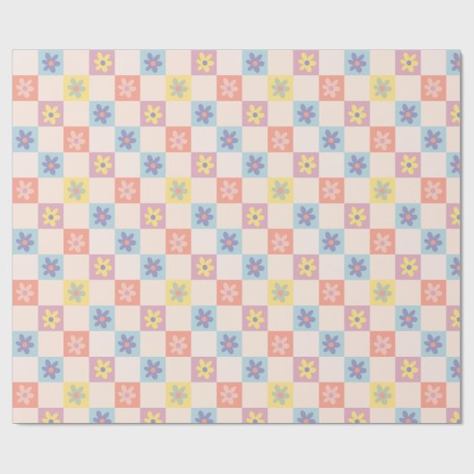 Twee Groovy Boho Retro geruit patroon Cadeaupapier (Vlak)