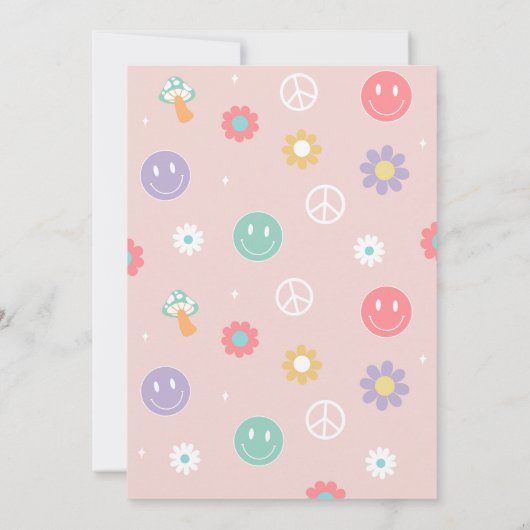 Twee Groovy Boho Retro Hippie Birthday-uitnodiging Kaart (Achterkant)