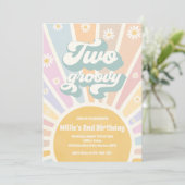 Twee Groovy Boho Sunshine Daisy 2e verjaardag Kaart (Staand voorkant)