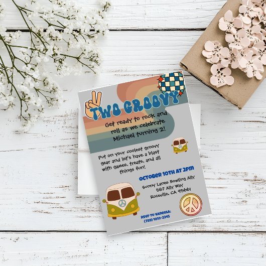 Twee Groovy Boy's verjaardagsuitnodiging Kaart