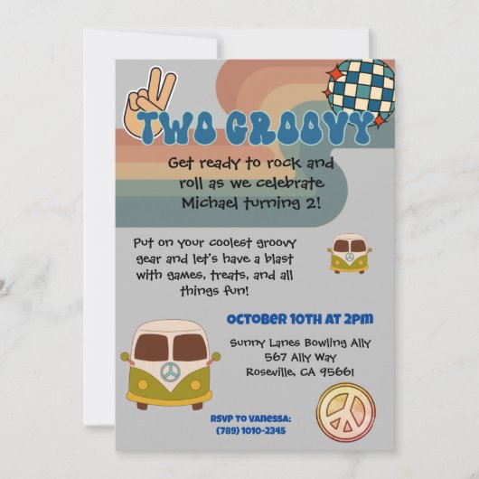 Twee Groovy Boy's verjaardagsuitnodiging Kaart (Voorkant)