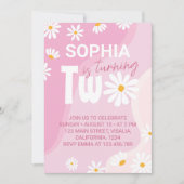 Twee Groovy Daisy 2e Verjaardag uitnodiging (Voorkant)