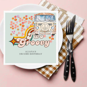 Twee Groovy daisy boho bloemen Van 2e verjaardag Servet