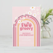 Twee Groovy daisy boho florale regenboog, tweede v Kaart (Staand voorkant)