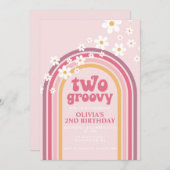 Twee Groovy daisy boho florale regenboog, tweede v Kaart (Voorkant / Achterkant)