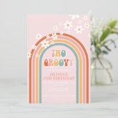 Twee Groovy daisy boho florale regenboog, tweede v Kaart (Staand voorkant)
