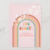 Twee Groovy daisy boho florale regenboog, tweede v Kaart (Voorkant / Achterkant)