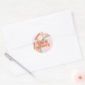 Twee Groovy daisy boho florale regenboog, tweede v Ronde Sticker (Envelop)