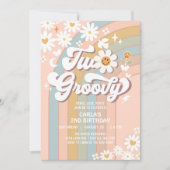 Twee Groovy Daisy Hippie 70's Retro 2e Verjaardag Kaart (Voorkant)