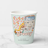 Twee Groovy Daisy Hippie Van Tweede Verjaardag Papieren Bekers (Voorkant)
