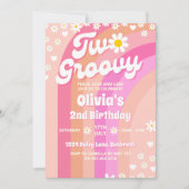 Twee Groovy Daisy Rainbow 2e verjaardag Kaart (Voorkant)