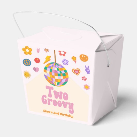 Twee Groovy Disco Ball 2e verjaardagsfeestje Bedankdoosjes (Achterkant)
