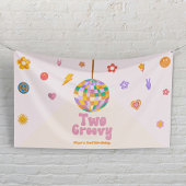 Twee Groovy Disco Ball 2e verjaardagsfeestje Spandoek