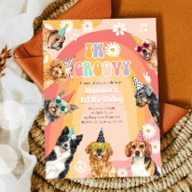 Twee Groovy Dog Retro Pawty Boy Birthday