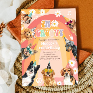 Twee Groovy Dog Retro Pawty Boy Birthday Kaart