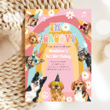 Twee groovy Dog Retro Pawty Girl Birthday