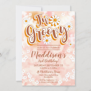Twee Groovy Feest Uitnodiging Madelief 2de Verjaar