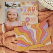 Twee Groovy-fotouitnodiging | Groovy Birthday Kaart