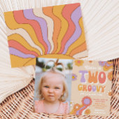 Twee Groovy-fotouitnodiging | Groovy Birthday Kaart