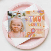 Twee Groovy-fotouitnodiging | Groovy Birthday Kaart