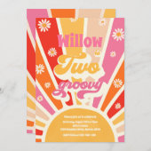 Twee Groovy Hippie 2e verjaardag Sunshine Daisy Kaart (Voorkant / Achterkant)