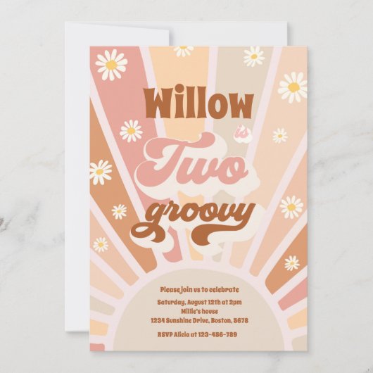 Twee Groovy Hippie 2e verjaardag Sunshine Daisy Kaart (Voorkant)