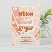 Twee Groovy Hippie 2e verjaardag Sunshine Daisy Kaart (Staand voorkant)