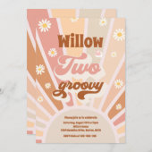 Twee Groovy Hippie 2e verjaardag Sunshine Daisy Kaart (Voorkant / Achterkant)