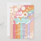 Twee Groovy Hippie Daisy Rainbow 2e Verjaardag Kaart (Voorkant)