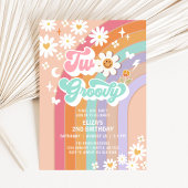 Twee Groovy Hippie Daisy Rainbow 2e Verjaardag Kaart