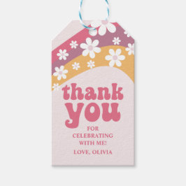 Twee groovy hippie madeliefjes boho regenboog favo cadeaulabel
