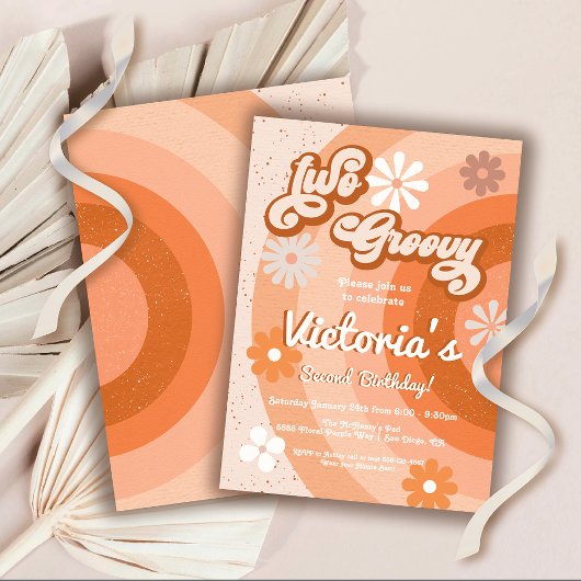 Twee Groovy Hippie Retro Birthday Party Kaart