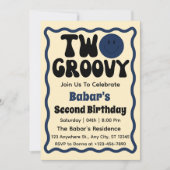 Twee groovy jongen 2e verjaardag Retro golvende cu Kaart (Voorkant)