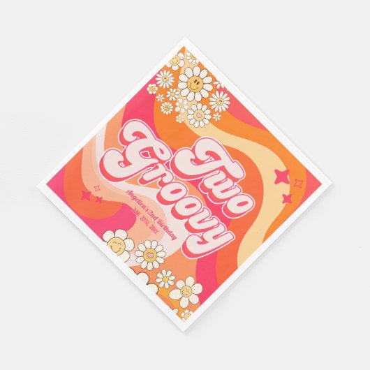 Twee Groovy Kleurrijke Meisje Verjaardag Servet (Hoek)