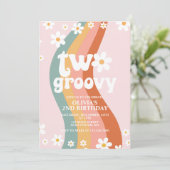 TWEE Groovy madeliefje regenboog 2e verjaardag Kaart (Staand voorkant)