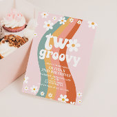 TWEE Groovy madeliefje regenboog 2e verjaardag Kaart