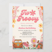 Twee groovy madeliefje Retro Groovy 2e verjaardag Kaart (Voorkant)