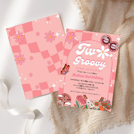 Twee groovy madeliefje Retro Groovy 2e verjaardag Kaart