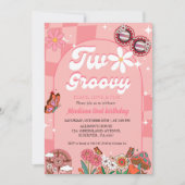 Twee groovy madeliefje Retro Groovy 2e verjaardag Kaart (Voorkant)