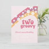 Twee groovy madeliefjes boho bloemige 2e verjaarda kaart (Staand voorkant)